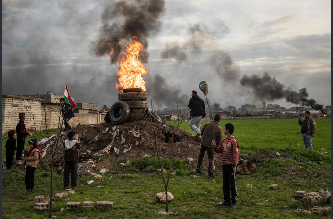 Syrian Kurds celebrate Newroz in Qamishli in Syria's northeastern Hasaka province on March 20, 20205